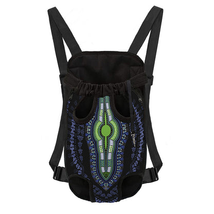 Blue And Black African Dashiki Print Pet Carrier Backpack