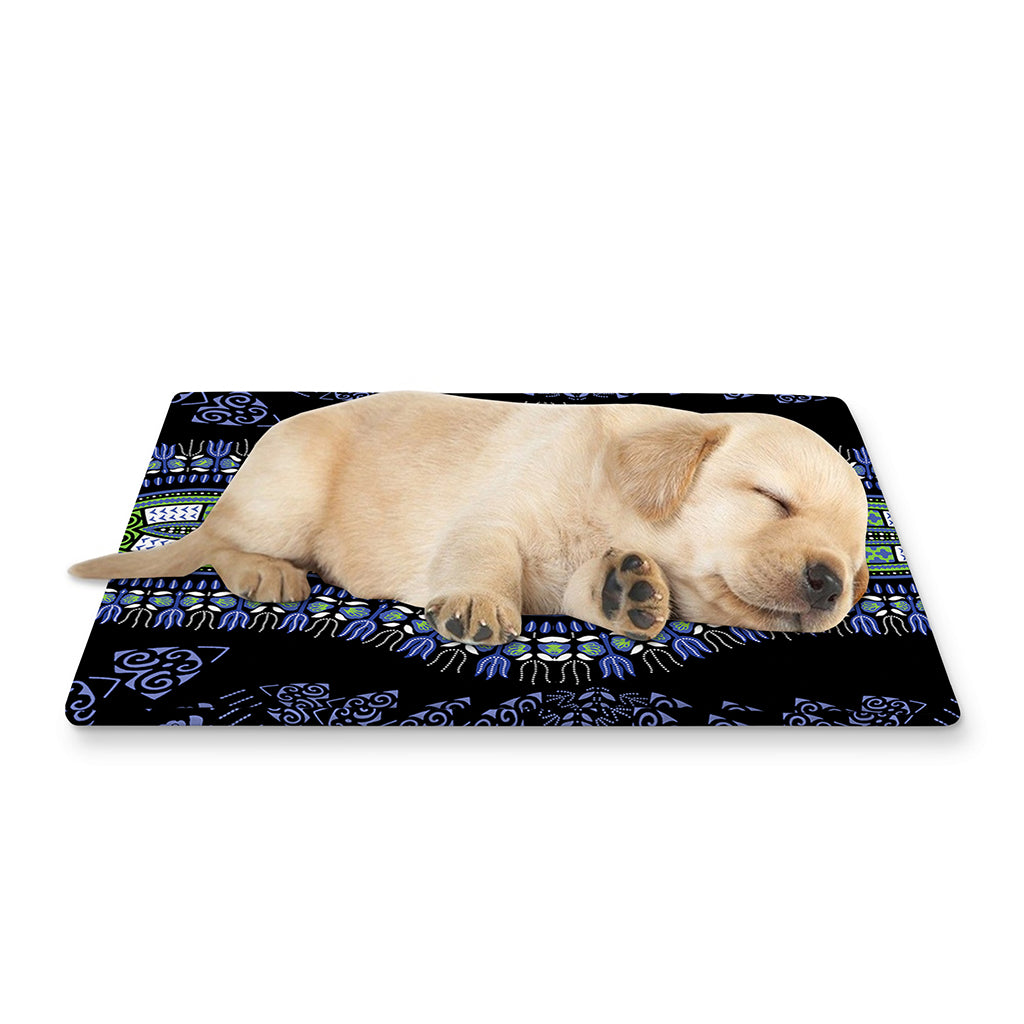 Blue And Black African Dashiki Print Pet Cooling Mat Cover