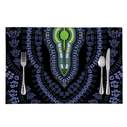 Blue And Black African Dashiki Print Placemat