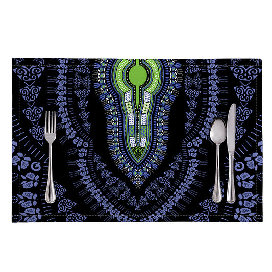 Blue And Black African Dashiki Print Placemat