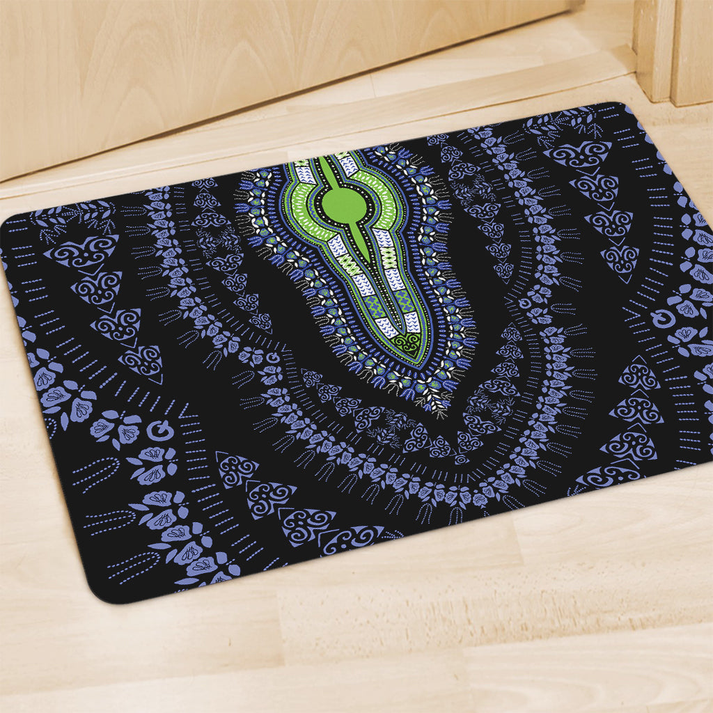 Blue And Black African Dashiki Print Polyester Doormat