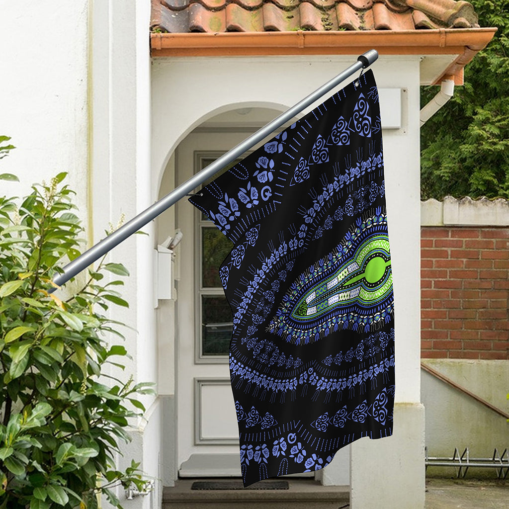Blue And Black African Dashiki Print Polyester Flag