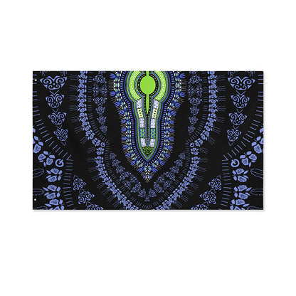 Blue And Black African Dashiki Print Polyester Flag