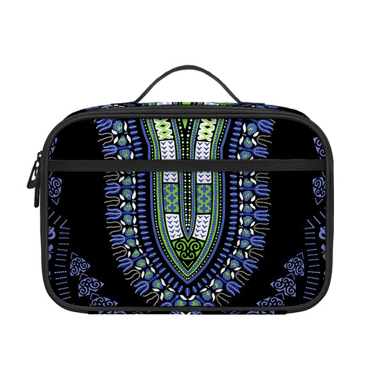 Blue And Black African Dashiki Print Portable Lunch Bag