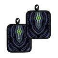Blue And Black African Dashiki Print Pot Holders