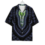 Blue And Black African Dashiki Print Rayon Hawaiian Shirt