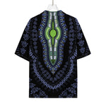 Blue And Black African Dashiki Print Rayon Hawaiian Shirt