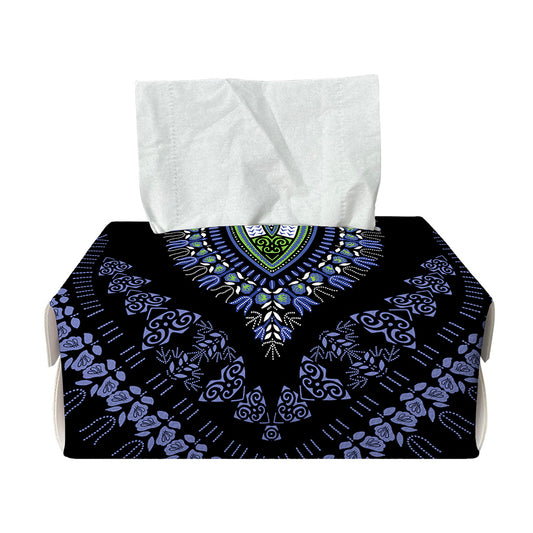 Blue And Black African Dashiki Print Rectangle Tissue Box Cover