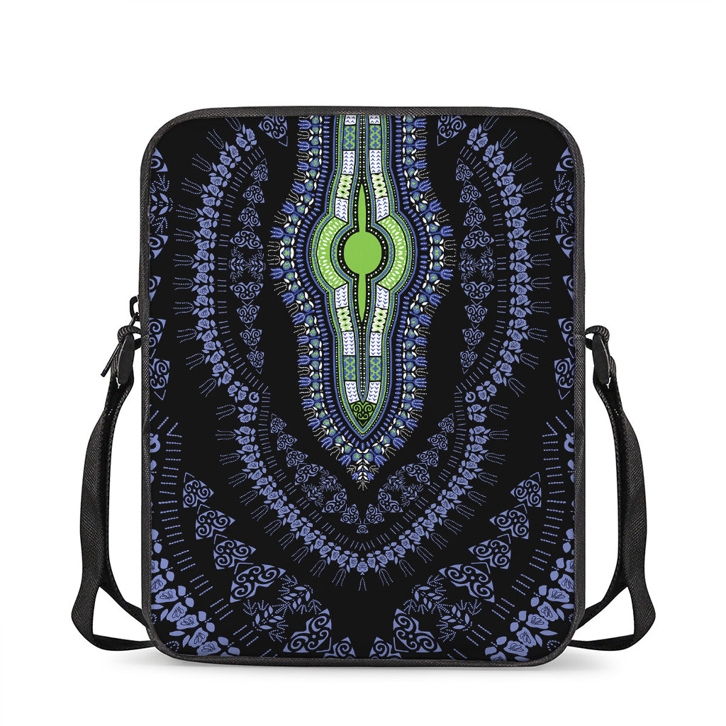 Blue And Black African Dashiki Print Rectangular Crossbody Bag
