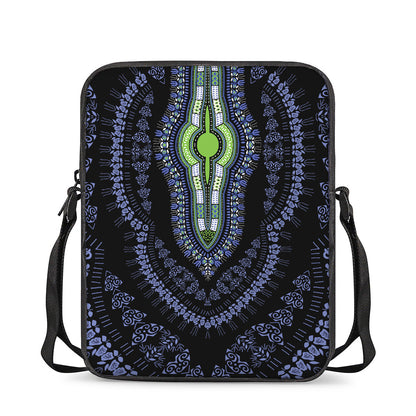 Blue And Black African Dashiki Print Rectangular Crossbody Bag