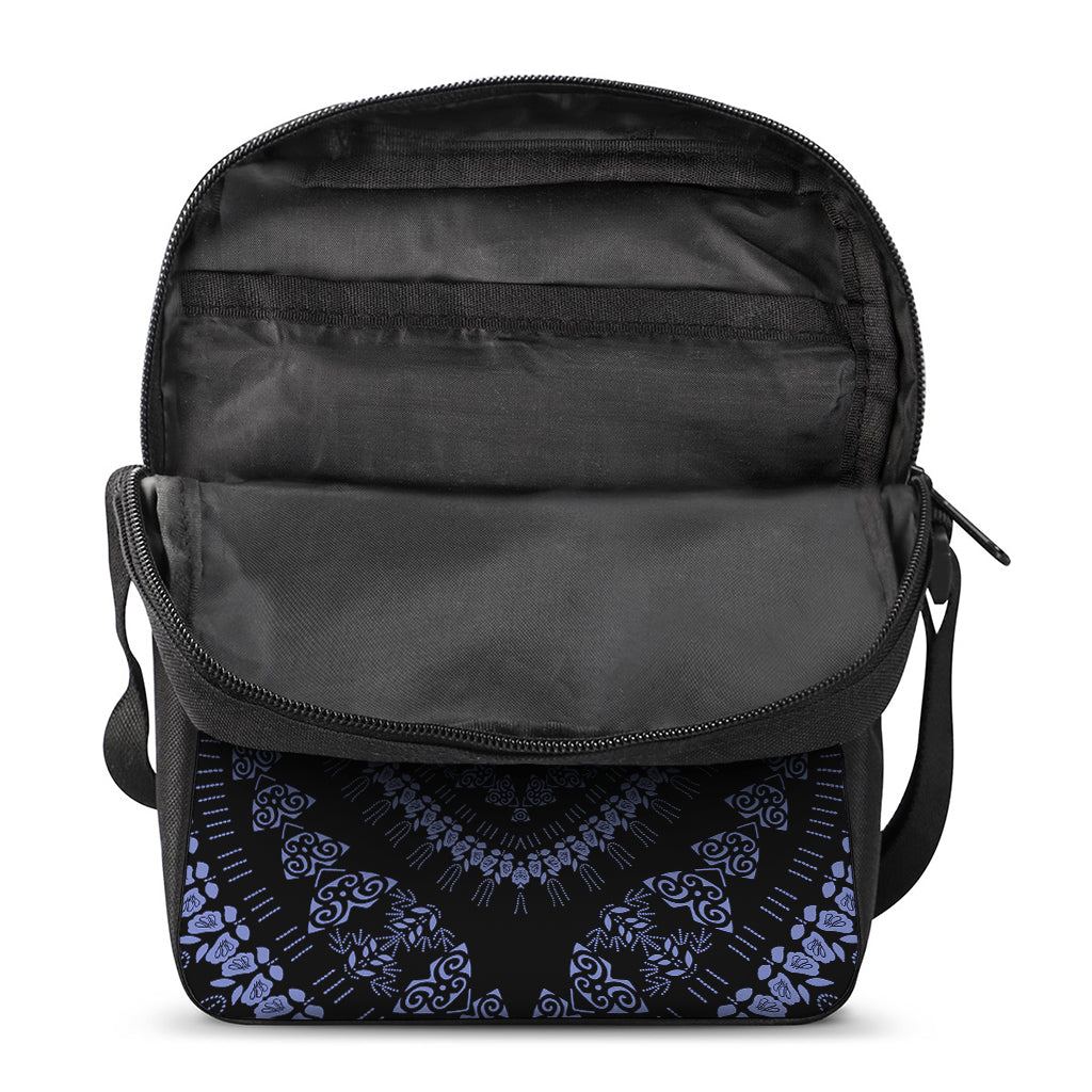 Blue And Black African Dashiki Print Rectangular Crossbody Bag