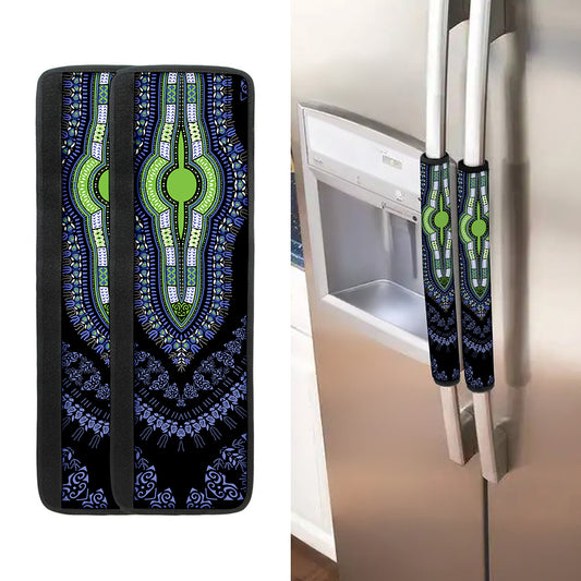 Blue And Black African Dashiki Print Refrigerator Handle Covers