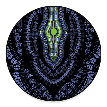 Blue And Black African Dashiki Print Round Floor Mat