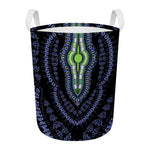 Blue And Black African Dashiki Print Round Laundry Basket