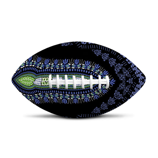 Blue And Black African Dashiki Print Rugby Ball