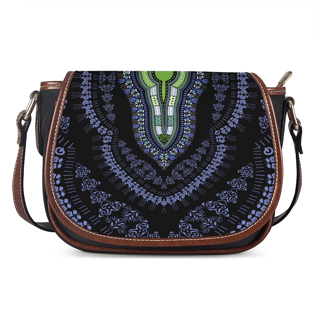 Blue And Black African Dashiki Print Saddle Bag