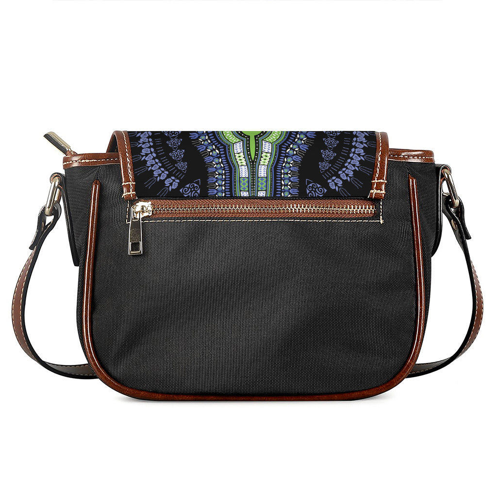 Blue And Black African Dashiki Print Saddle Bag