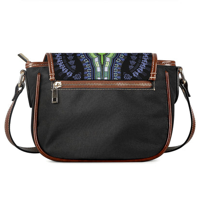 Blue And Black African Dashiki Print Saddle Bag
