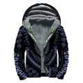 Blue And Black African Dashiki Print Sherpa Lined Zip Up Hoodie