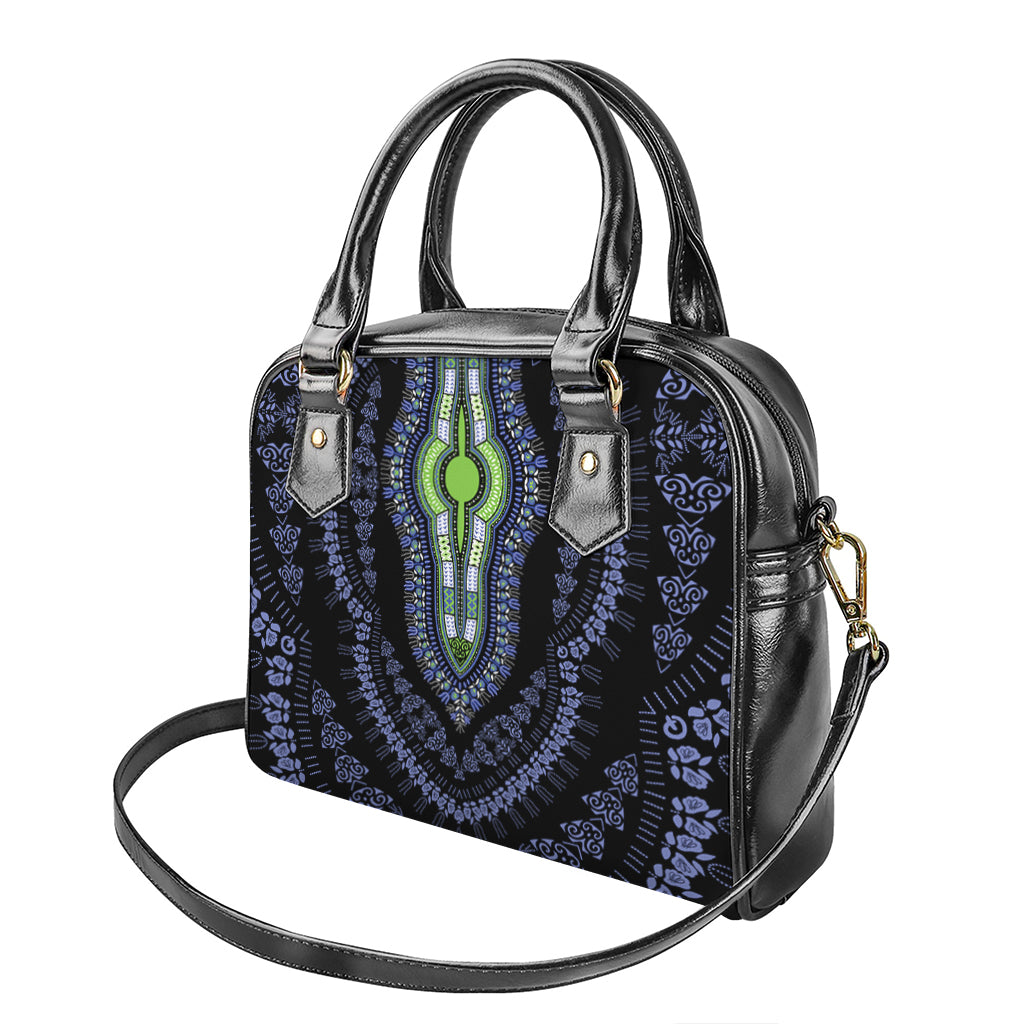 Blue And Black African Dashiki Print Shoulder Handbag