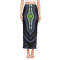 Blue And Black African Dashiki Print Side Slit Maxi Skirt