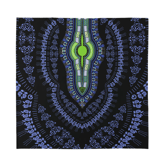 Blue And Black African Dashiki Print Silk Bandana