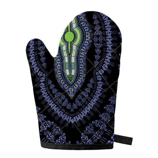 Blue And Black African Dashiki Print Single Oven Mitt