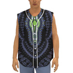 Blue And Black African Dashiki Print Sleeveless Baseball Jersey