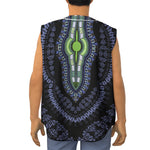Blue And Black African Dashiki Print Sleeveless Baseball Jersey