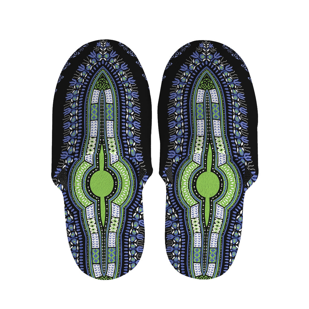 Blue And Black African Dashiki Print Slippers