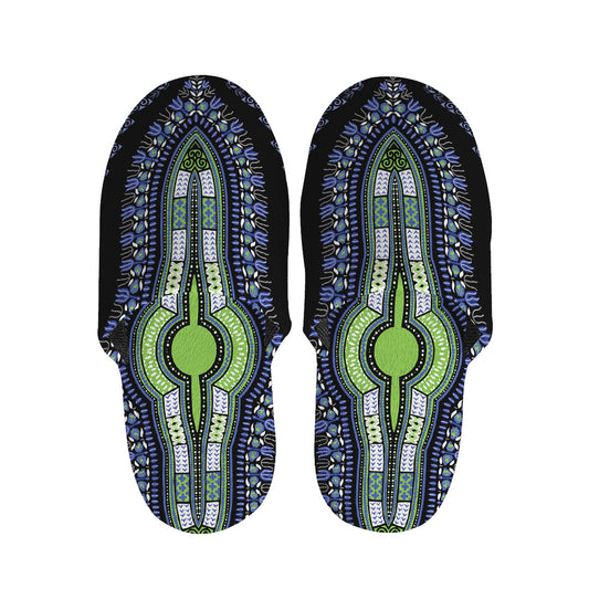 Blue And Black African Dashiki Print Slippers