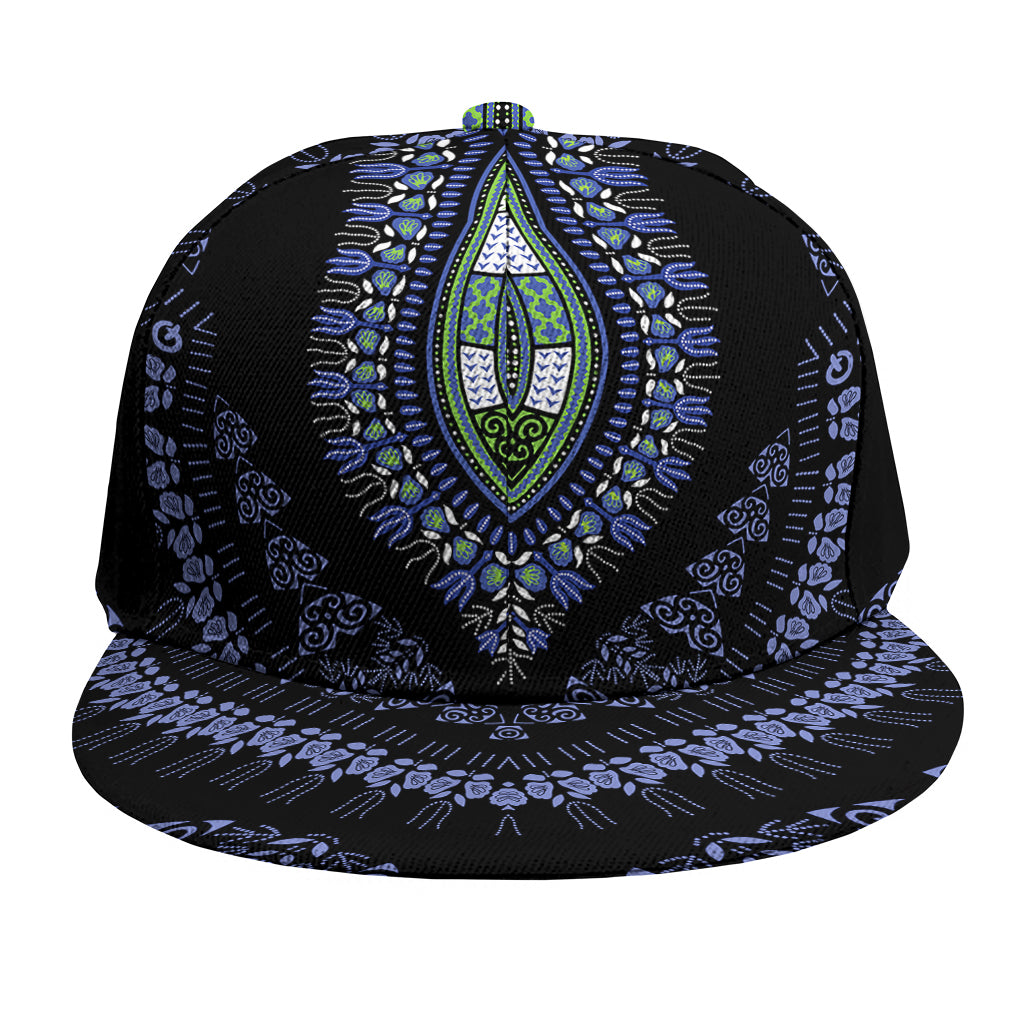 Blue And Black African Dashiki Print Snapback Cap