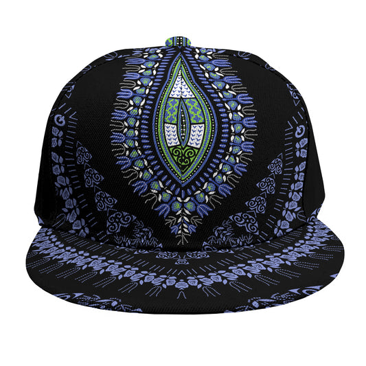 Blue And Black African Dashiki Print Snapback Cap