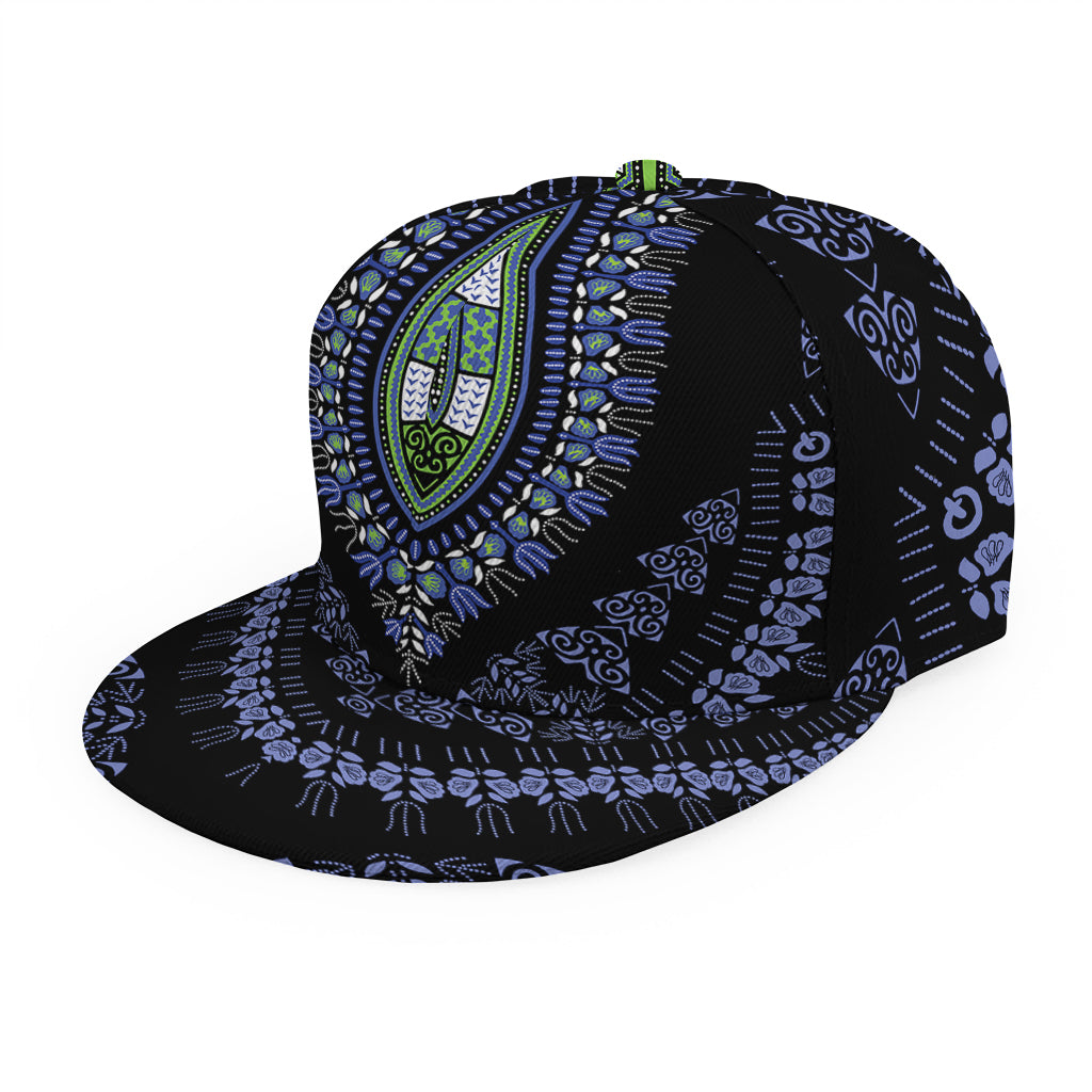 Blue And Black African Dashiki Print Snapback Cap