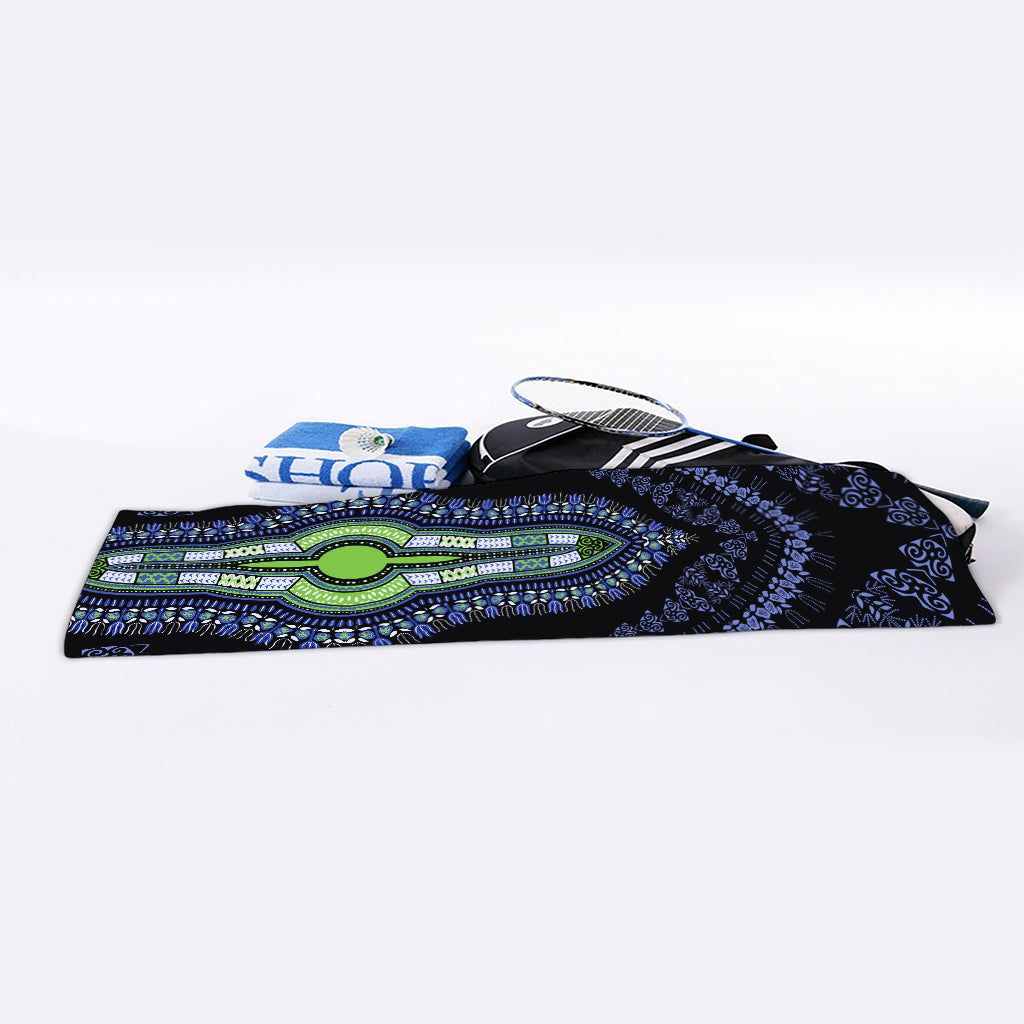 Blue And Black African Dashiki Print Sports Towel