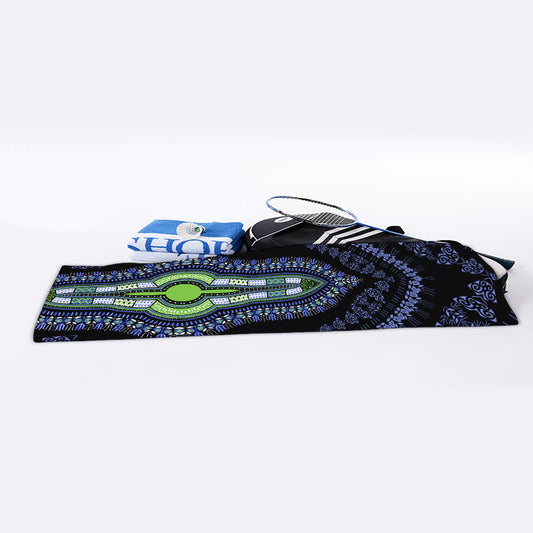 Blue And Black African Dashiki Print Sports Towel