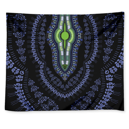 Blue And Black African Dashiki Print Tapestry
