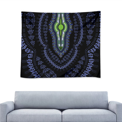 Blue And Black African Dashiki Print Tapestry