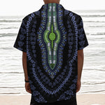 Blue And Black African Dashiki Print Textured Short Sleeve Shirt