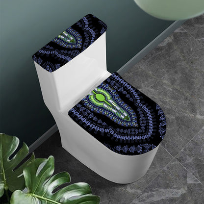 Blue And Black African Dashiki Print Toilet Lid And Tank Cover Set