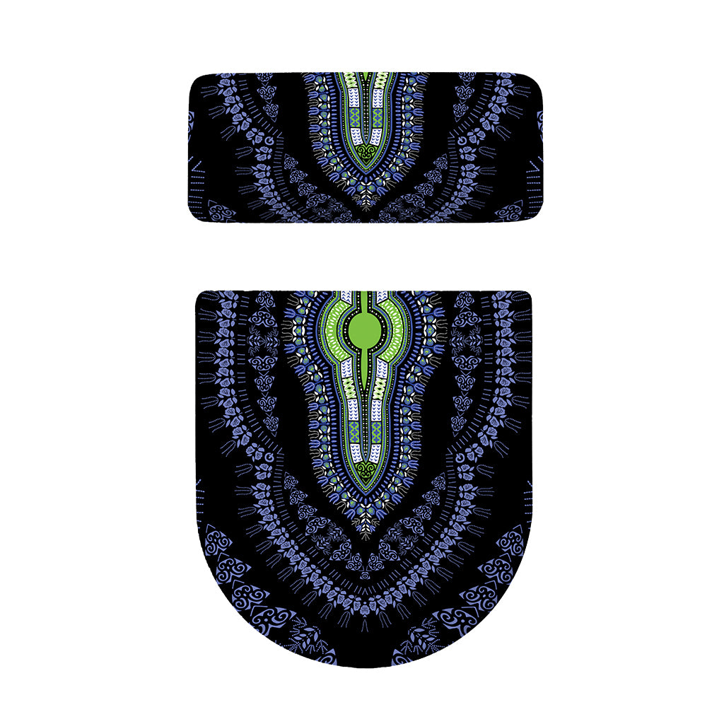 Blue And Black African Dashiki Print Toilet Lid And Tank Cover Set
