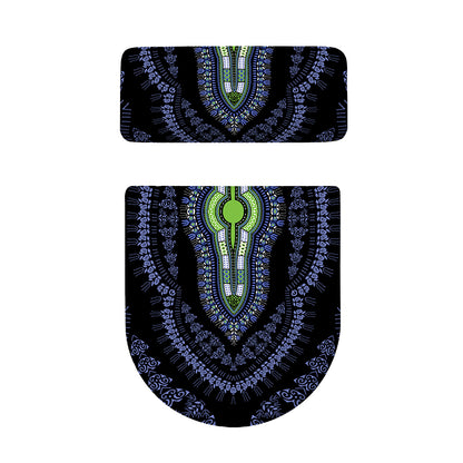 Blue And Black African Dashiki Print Toilet Lid And Tank Cover Set