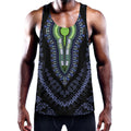 Blue And Black African Dashiki Print Men's Workout Tank Top