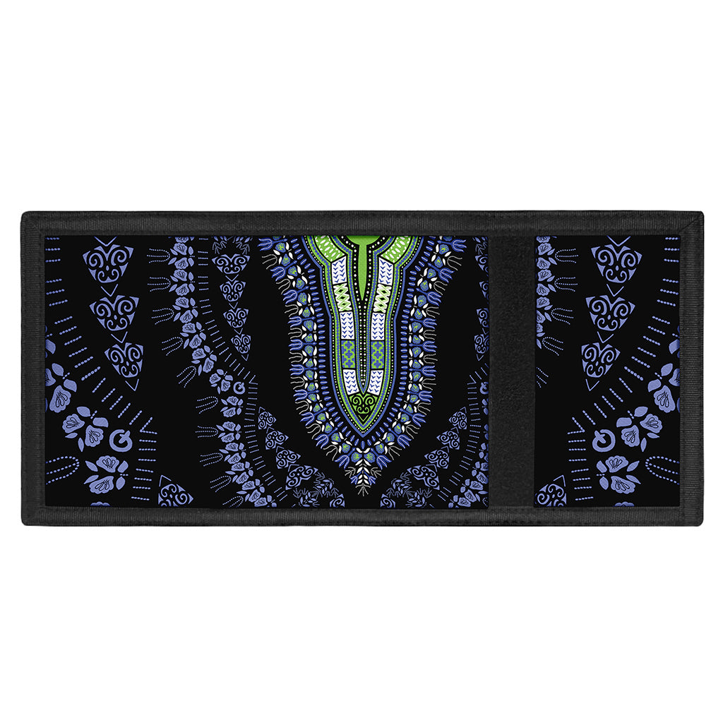 Blue And Black African Dashiki Print Trifold Wallet