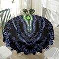Blue And Black African Dashiki Print Waterproof Round Tablecloth