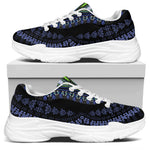Blue And Black African Dashiki Print White Chunky Shoes