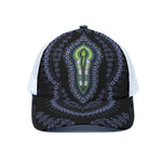 Blue And Black African Dashiki Print White Mesh Trucker Cap