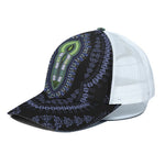 Blue And Black African Dashiki Print White Mesh Trucker Cap