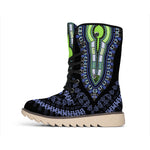 Blue And Black African Dashiki Print Winter Boots