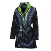 Blue And Black African Dashiki Print Women's Bathrobe